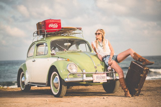 Beetle car Volkswagen automobile woman car