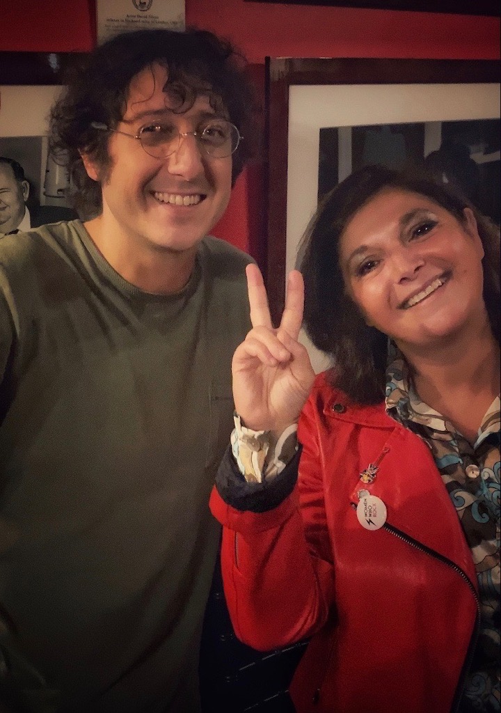 Tyson Kelly and Monica Costa backstage at Imagine Lennon show at Boisdale Canary Wharf
