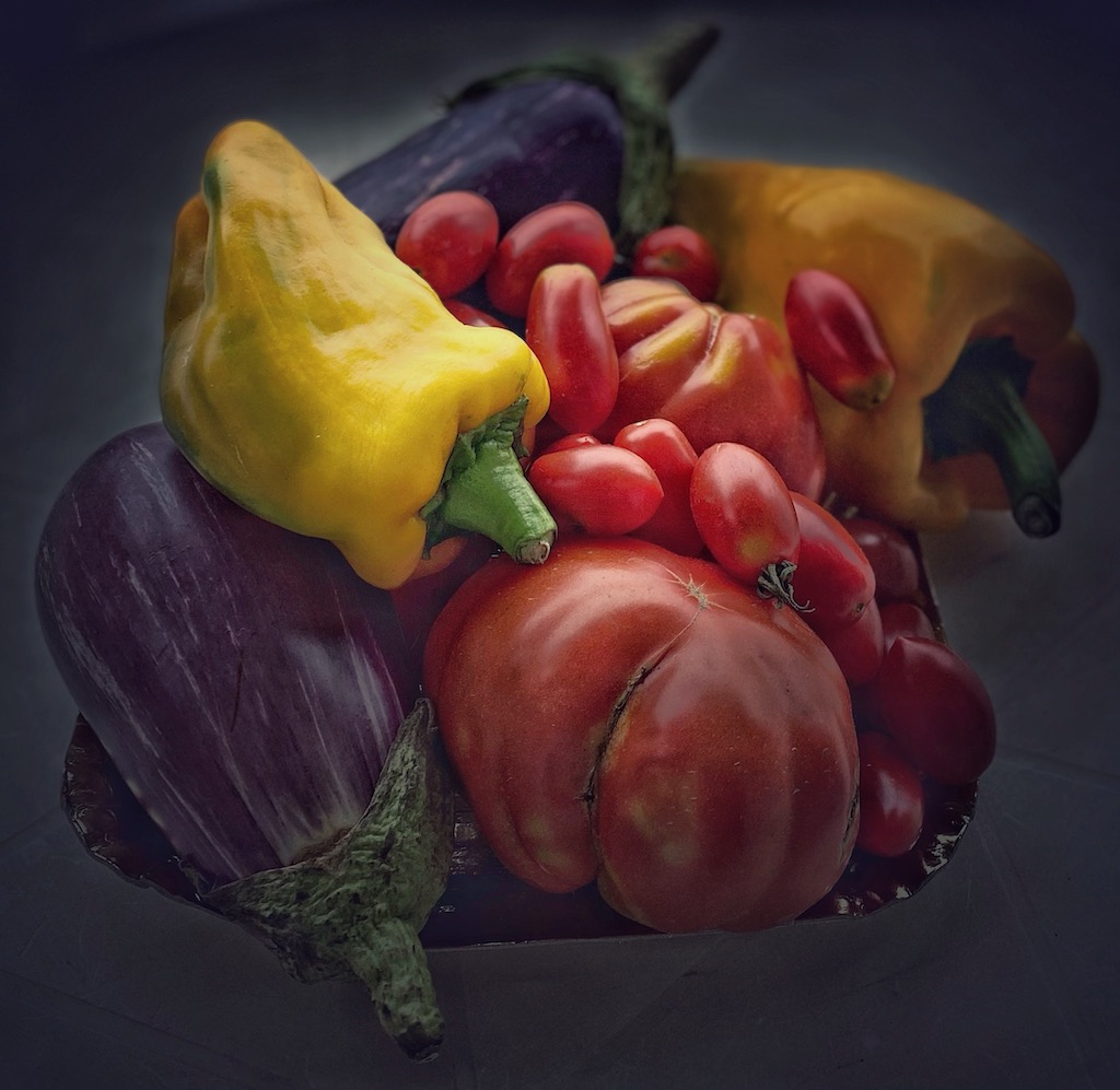 vegetables peppers tomatoes aubergine Copyright photo by London Mums magazine