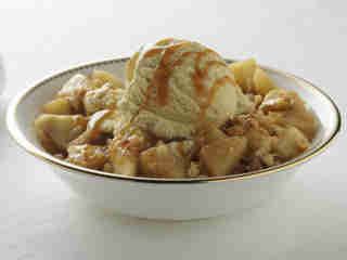 Caramelised apples and vanilla ice cream
