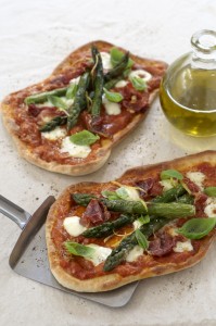 Tomato, Parma Ham and Asparagus Pizza