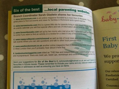 london mums coverage in NCT magazine richmond 6 december 2013