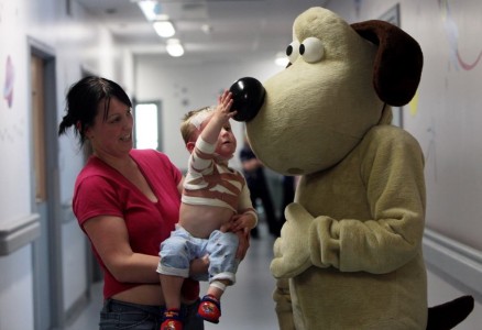 wallace and gromit charity banner Newcastle Burns Unit