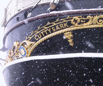 Greenwich Cutty Sark in snow