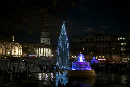 trafalgar square xmas lights 2013