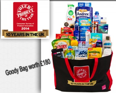 London Mums product of the year 2014 goody bag
