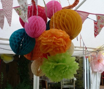 paper balls and bunting