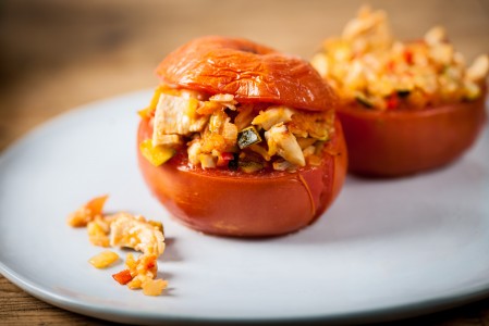 Recipe Great British Chefs Adam Byatt's turkey stuffed tomatoes