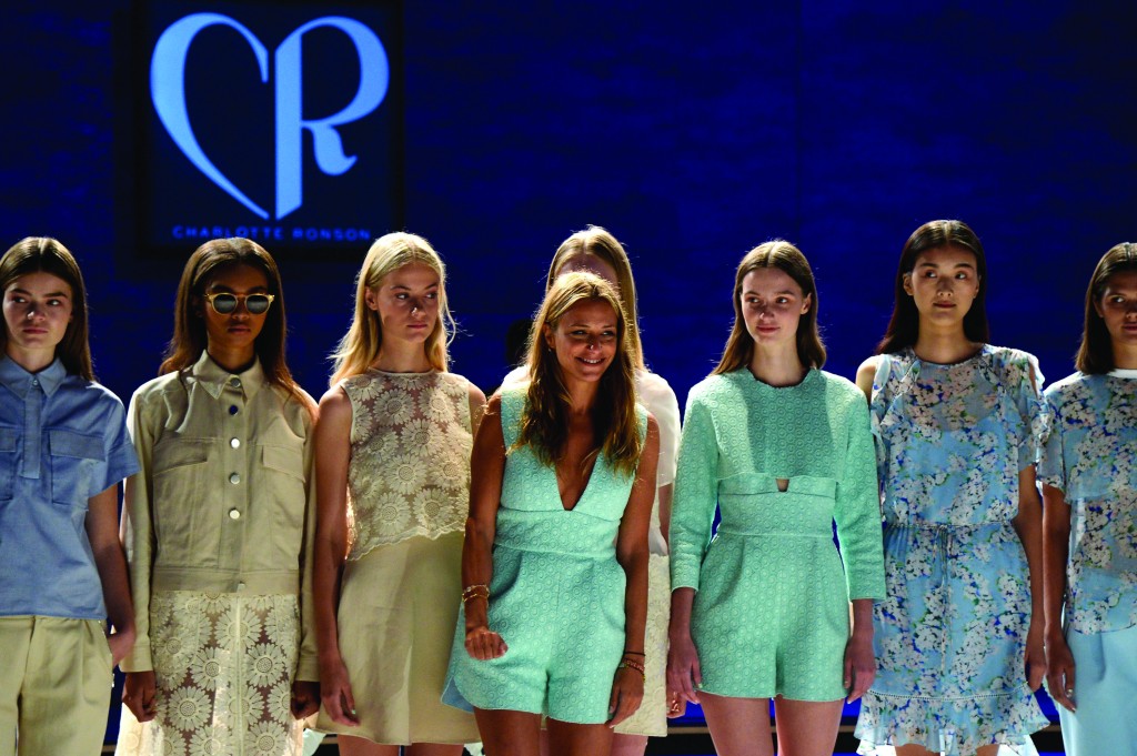 Designer Charlotte Ronson with models during Mercedes-Benz Fashion Week Spring 2015 at The Pavilion at Lincoln Center on September 5, 2014 in New York City. Photo by Fernanda Calfat/Getty Images for Mercedes-Benz