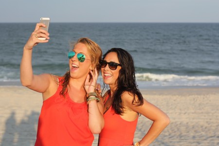 Friends Girls Cell Phone Selfie Sunglasses Blonde
