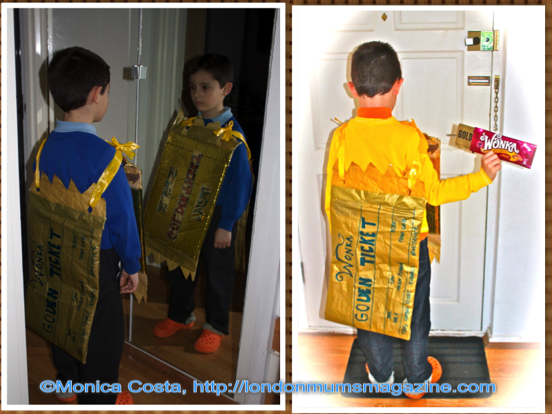 world book day golden ticket costume collage