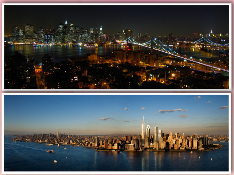 New York Skyline from above collage