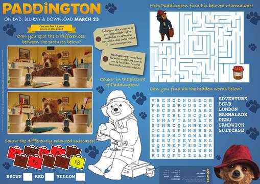 paddington activity sheets