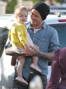 David Beckham holding Harper Seven