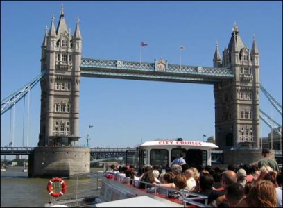 City Cruises River Thames family fun Customer view of Tower Bridge