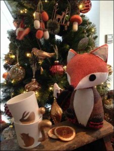 Baubles & Christmas Tree Decorations table copper look fox