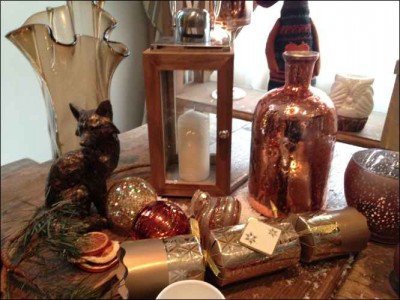 Baubles & Christmas Tree Decorations table copper look table home decor