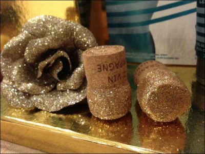 Baubles & Christmas Tree Decorations table golden cork