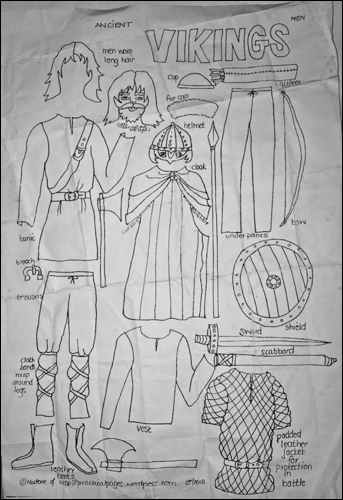 Viking costume outfit illustrations