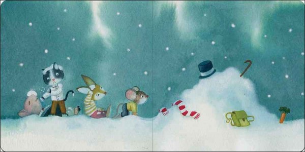 The Snowball by Giuliano Ferri inside book friends snowman