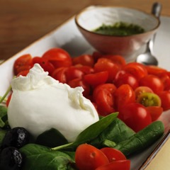 mozzarella, basil and tomatoes