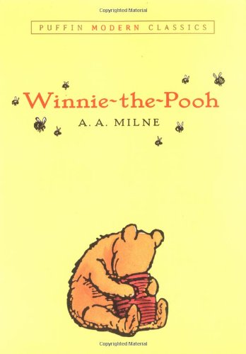 children's book yellow cover Winnie-the-Pooh eating honey from a jar book by A. A. Milne