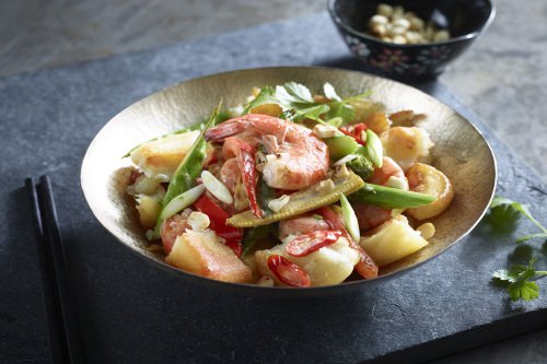 roastie crushed-roasted-potatoes-with-coconut-prawns