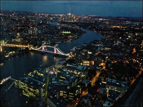 London seen from the top of the Shard building at night