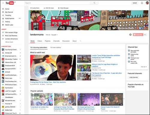 London Mums YouTube channel screen shot Summer 2016