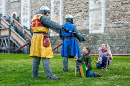 children playing at the Tower of London