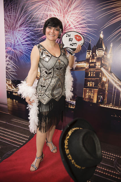 Monica Costa wearing a great Gatsby inspired dress fashion outfits posing for mums magazine 