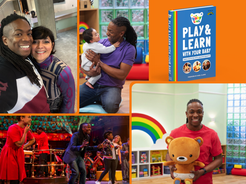 nigel ckarke presenting tv programme for bbc and posing for mums magazine 