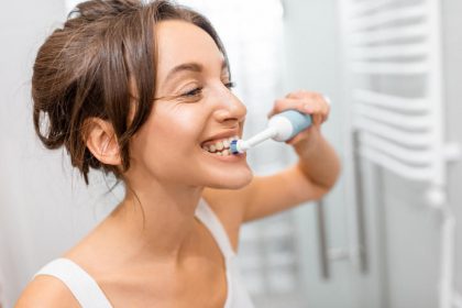 girl while teeth-brushing
