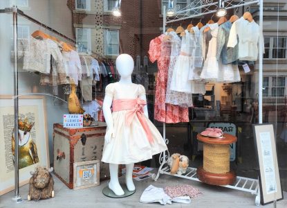 Window display in FARA Barnes, London