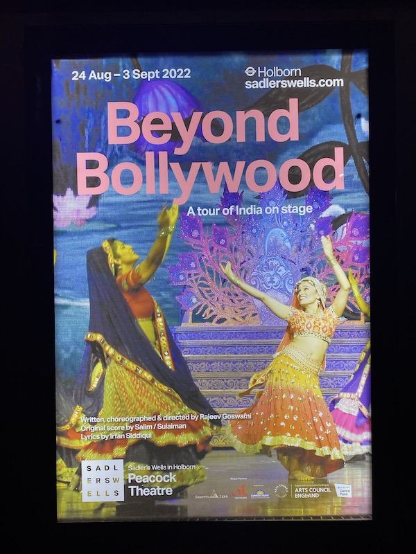 Indian actors on stage of west end show beyond bollywood poster 