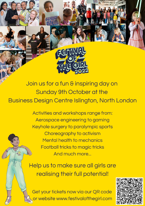 poster showing girls attending Festival of The Girl posing for mums magazine