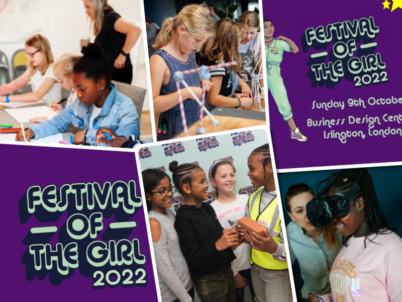 girls attending Festival of The Girl posing for mums magazine