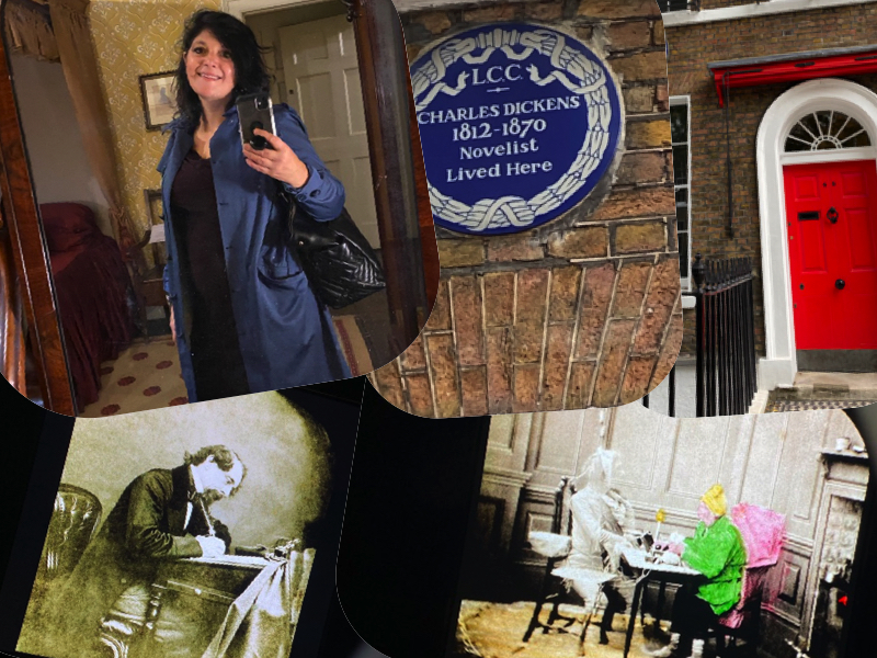 Monica Costa posing for mums magazine while at Charles Dickens Museum home london 