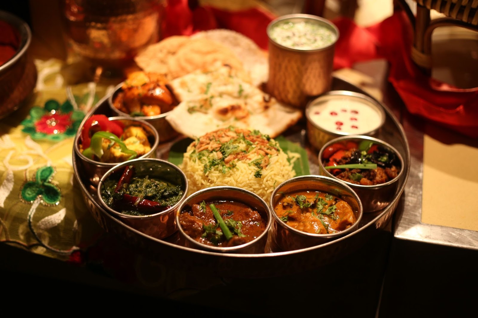 Thali Curry Dishes Indian Food