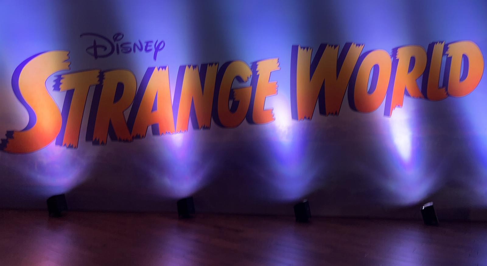 cinema curtains with painted logo of disney strange world movie
