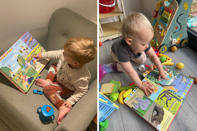 babies reading Britannica’s BABY Encyclopaedia for curious kids aged 0 to 3&nbsp;