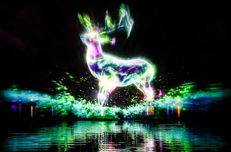 santa reindeer Christmas lights at Lightopia London A Christmas Fantasy at Crystal Palace Park