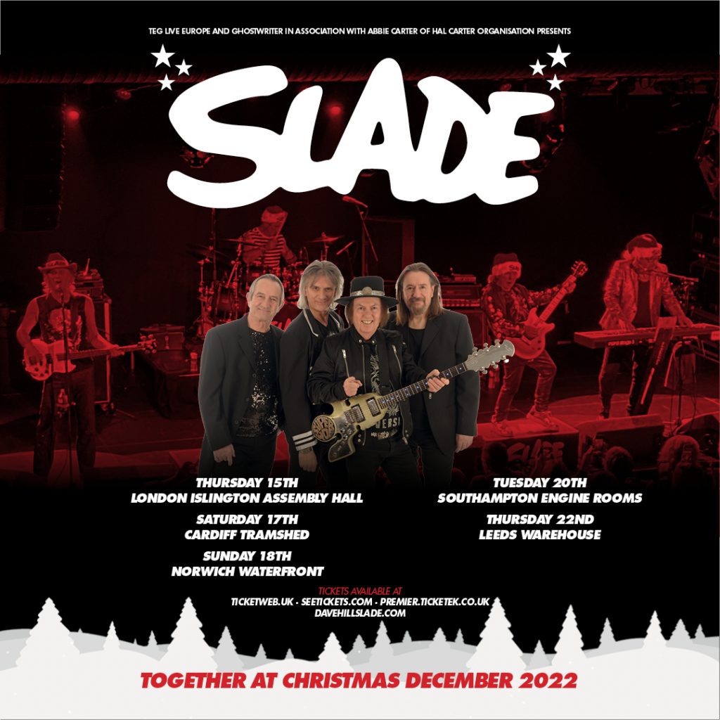 Slade band posing for mums magazine ahead of their christmas tour