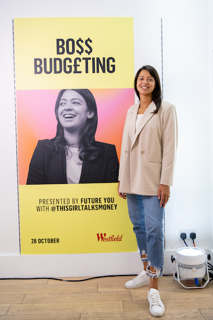 Ellie Austin-Williams wearing cream jacket poses for mums magazine and offers Tips to manage finances&nbsp; to Fintokkers