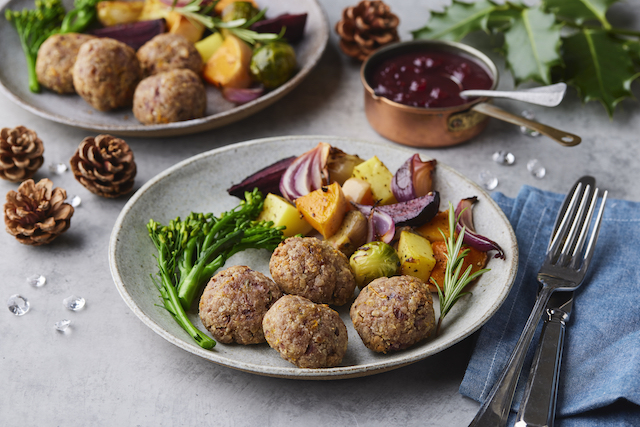 Nut Patties with Cranberry-Orange Sauce