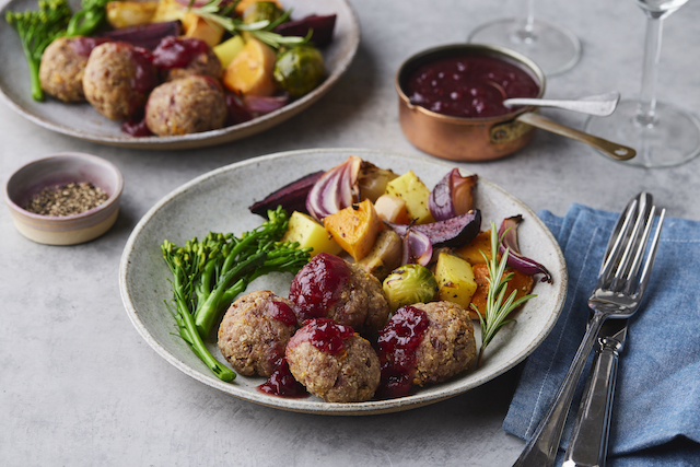 Nut Patties with Cranberry-Orange Sauce