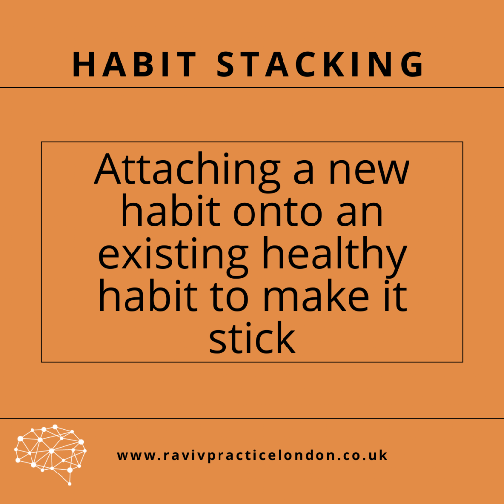 poster showing a sentence about habit stacking 