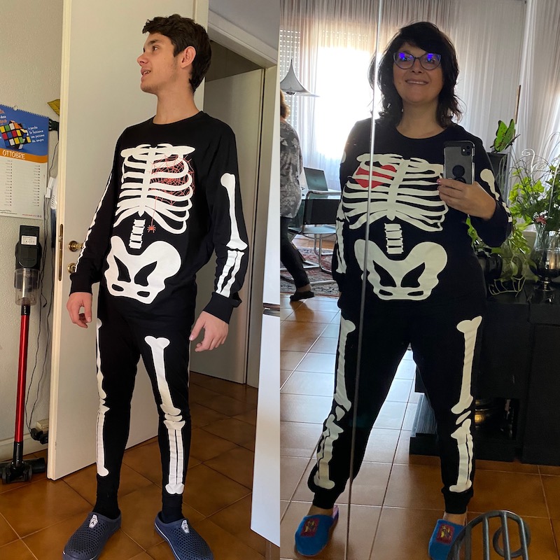 funky skeleton-shaped matching PJs christmas gifting