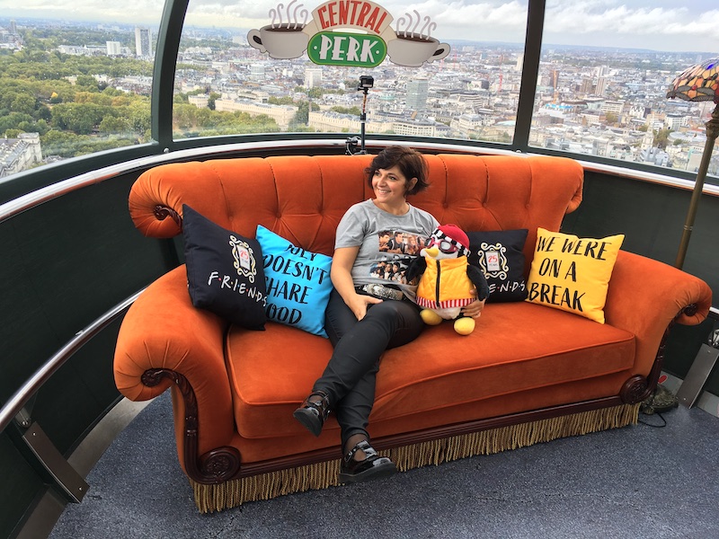 monica costa relaxing on a couch during a mums day out on the london eye