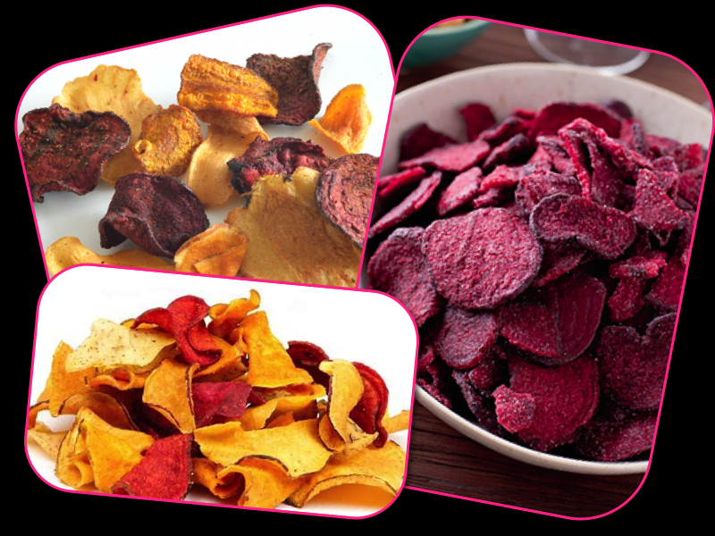 vegetable crisps collage